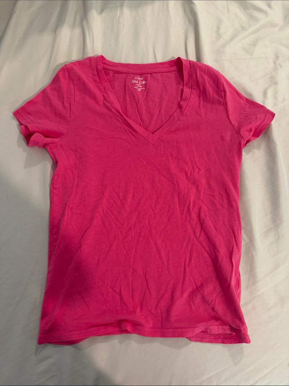J. Crew Bright Pink V-Neck Short Sleeve Tee